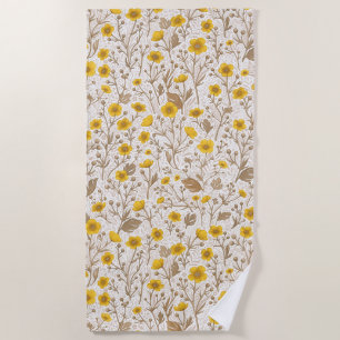 Serviette De Plage Boutons jaunes et bruns