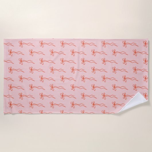 Serviette De Plage Bow Rose Cute Et Ruban (Devant)