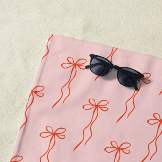 Serviette De Plage Bow Rose Cute Et Ruban (En situation)