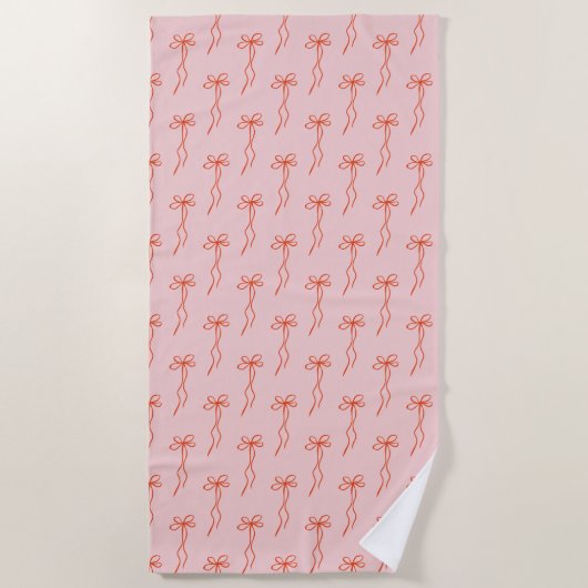 Serviette De Plage Bow Rose Cute Et Ruban (Devant)