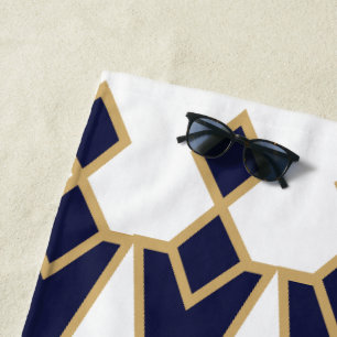 Serviette De Plage Bowties bleues et dorées
