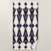 Serviette De Plage Bowties bleues et dorées (Devant)