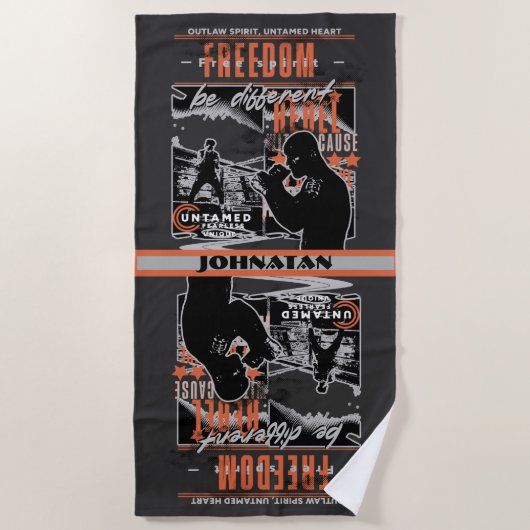 Serviette De Plage Boxing Motivation Rebel Fighter Gym Training (Devant)