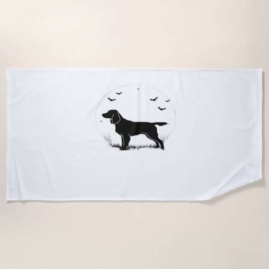 Serviette De Plage Boykin Spaniel Dog - Halloween Moon Silhouette Cla (Devant)