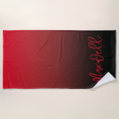Serviette De Plage Boys Modern Black and Red Nom personnalisé (Devant)