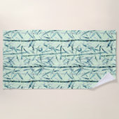 Serviette De Plage Branches, blanc, vert, leaves, bamboo (Devant)