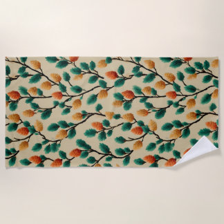 Serviette De Plage Branches colorées en Pinecone d'hiver