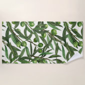 Serviette De Plage Branches d'olive sur blanc (Devant)