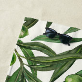 Serviette De Plage Branches d'olive sur blanc (En situation)
