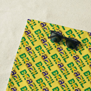 Serviette De Plage Brésil Typographie Motif Drapeau brésilien Couleur