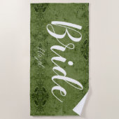 Serviette De Plage Bride Bachelorette personnalisée Script blanc (Devant)