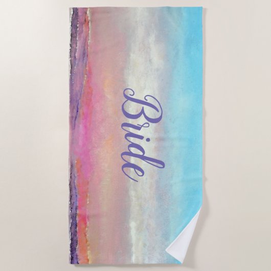 Serviette De Plage Bride Pastel Beach Sunset | Beach Towel (Devant)