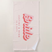 Serviette de plage Bride personnalisée Rétro rose  (Devant)