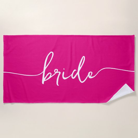 Serviette De Plage Bride Signature Script Swashes Hot Pink (Devant)