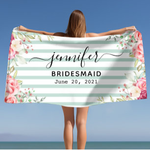 Serviette De Plage Bridesmaid Bachelorette Nom personnalisé