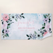 Serviette De Plage Bridesmaid Bachelorette Party Nom personnalisé (Devant)