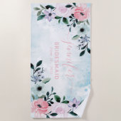 Serviette De Plage Bridesmaid Bachelorette Party Nom personnalisé (Devant)