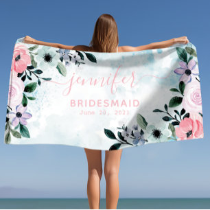 Serviette De Plage Bridesmaid Bachelorette Party Nom personnalisé