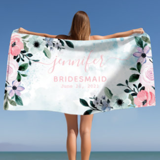 Serviette De Plage Bridesmaid Bachelorette Party Nom personnalisé