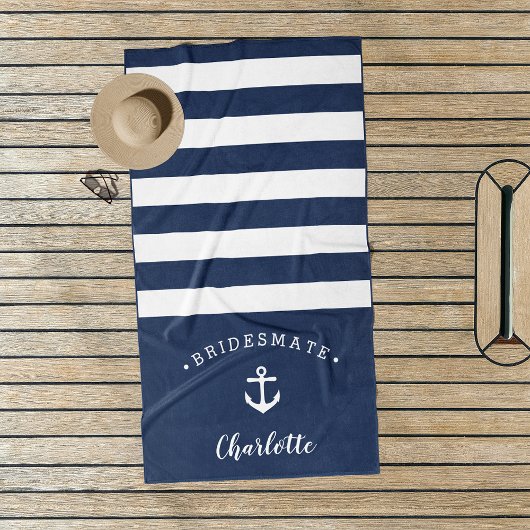 Serviette De Plage Bridesmaid Nautique Personnalisée