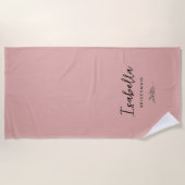 Serviette De Plage Bridesmaids Dusty Pink with Botanical (Devant)