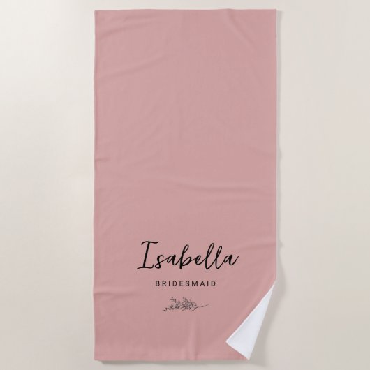 Serviette De Plage Bridesmaids Dusty Pink with Botanical (Devant)