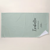 Serviette De Plage Bridesmaids Sage Green with Botanical (Devant)