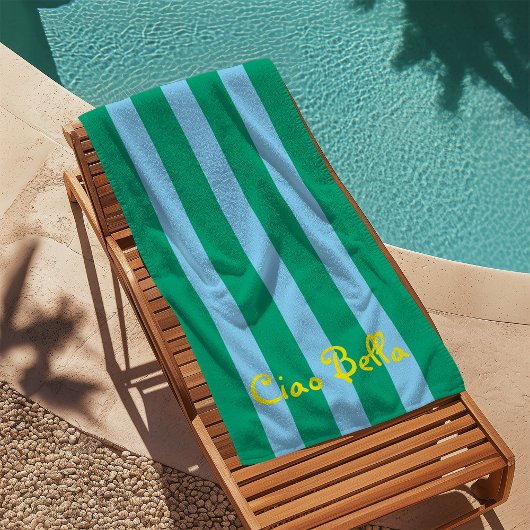 Serviette De Plage Bright Green and Blue Stripes | Ciao Bella