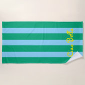 Serviette De Plage Bright Green and Blue Stripes | Ciao Bella (Devant)
