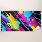 Serviette De Plage Bright Neon Splashes dans l'oeuvre Abstraite (Devant)