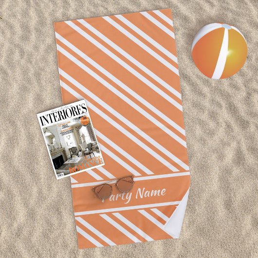 Serviette De Plage Bright Orange and White Stripes