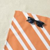Serviette De Plage Bright Orange and White Stripes (En situation)