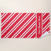 Serviette De Plage Bright Red and White Stripes (Devant)