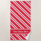Serviette De Plage Bright Red and White Stripes (Devant)