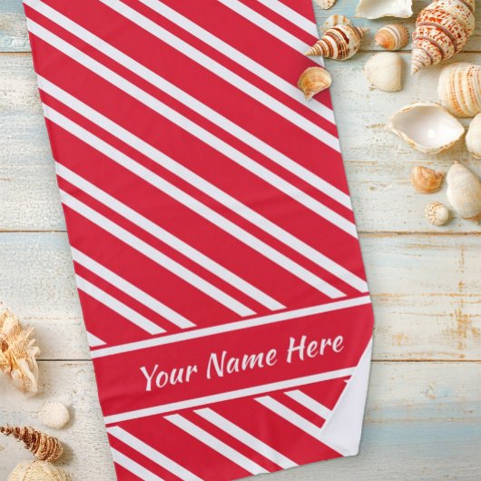 Serviette De Plage Bright Red and White Stripes