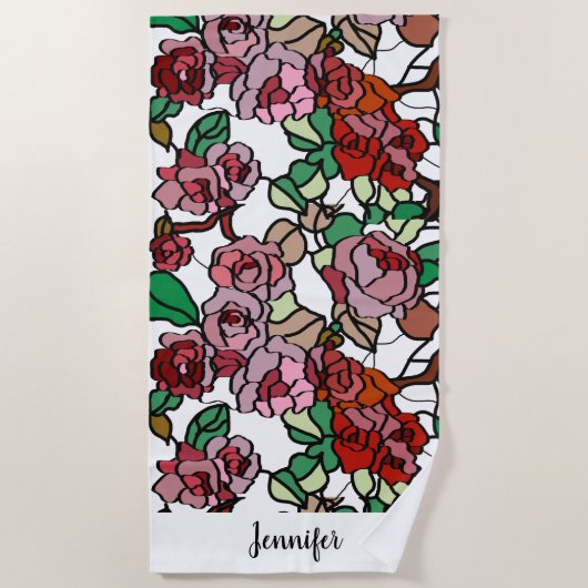Serviette De Plage Bright red flowers (Devant)
