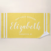 Serviette De Plage Bright Yellow Girls Weekend Nom personnalisé (Devant)