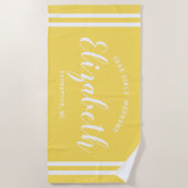 Serviette De Plage Bright Yellow Girls Weekend Nom personnalisé (Devant)