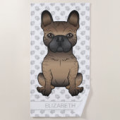 Serviette De Plage Brindle French Bulldog / Frenchie Cute Chien & Nom (Devant)