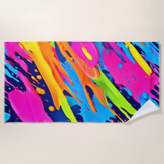Serviette De Plage Brochures en néon Abstrait (Devant)