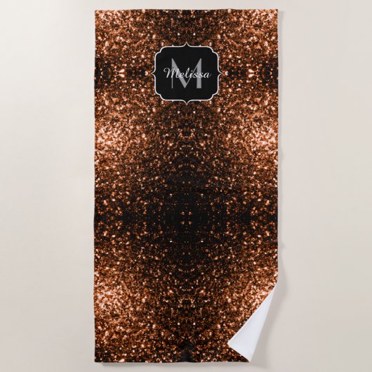 Serviette De Plage Bronze brun cuivre fausse parties scintillant scin (Devant)