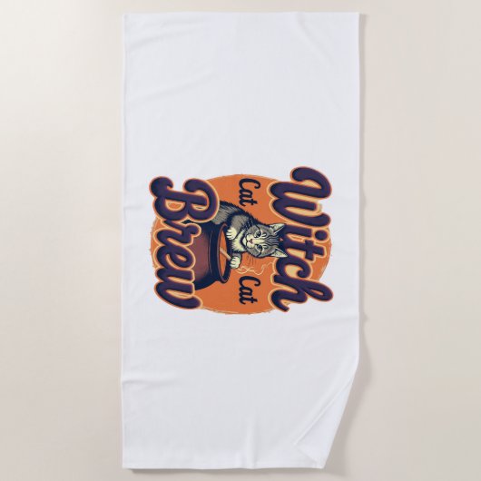 Serviette De Plage Brow Chat Sorcière (Devant)