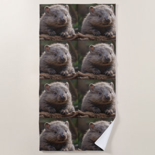 Serviette De Plage Brown Australian Cudly Baby Wombat,