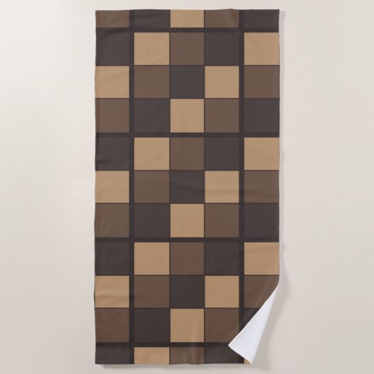 Serviette De Plage Brown Checkers (Devant)