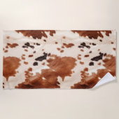 Serviette De Plage Brown Cream Southwest Cowhide Christmas (Devant)