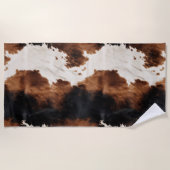 Serviette De Plage Brown Crème Noir Vache du Sud-Ouest (Devant)