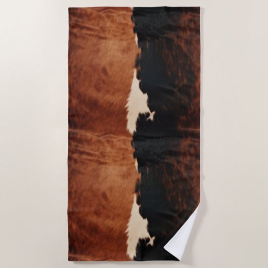 Serviette De Plage Brown Noir Noir Faux Cowhide (Devant)