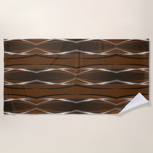Serviette de plage - Brown Silver Retro (Devant)