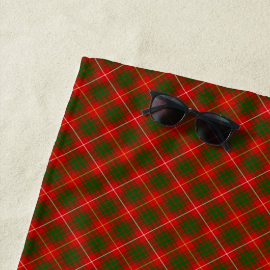 Serviette De Plage Bruce tartan rouge vert plaid (En situation)