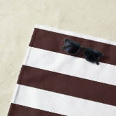 Serviette De Plage Brun et blanc rayures verticales café (En situation)